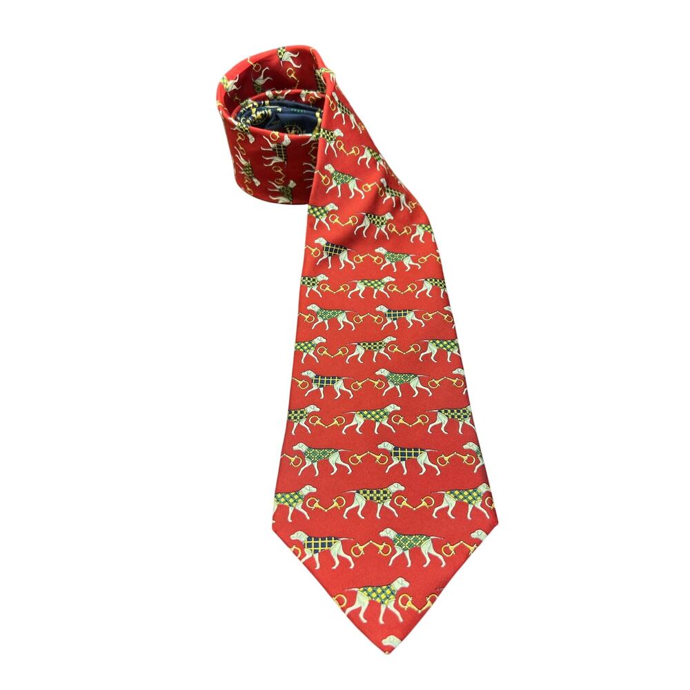 Tommy Hilfiger Hunting Dog‎ Bit Repp Silk Neck Tie Italian Silk USA